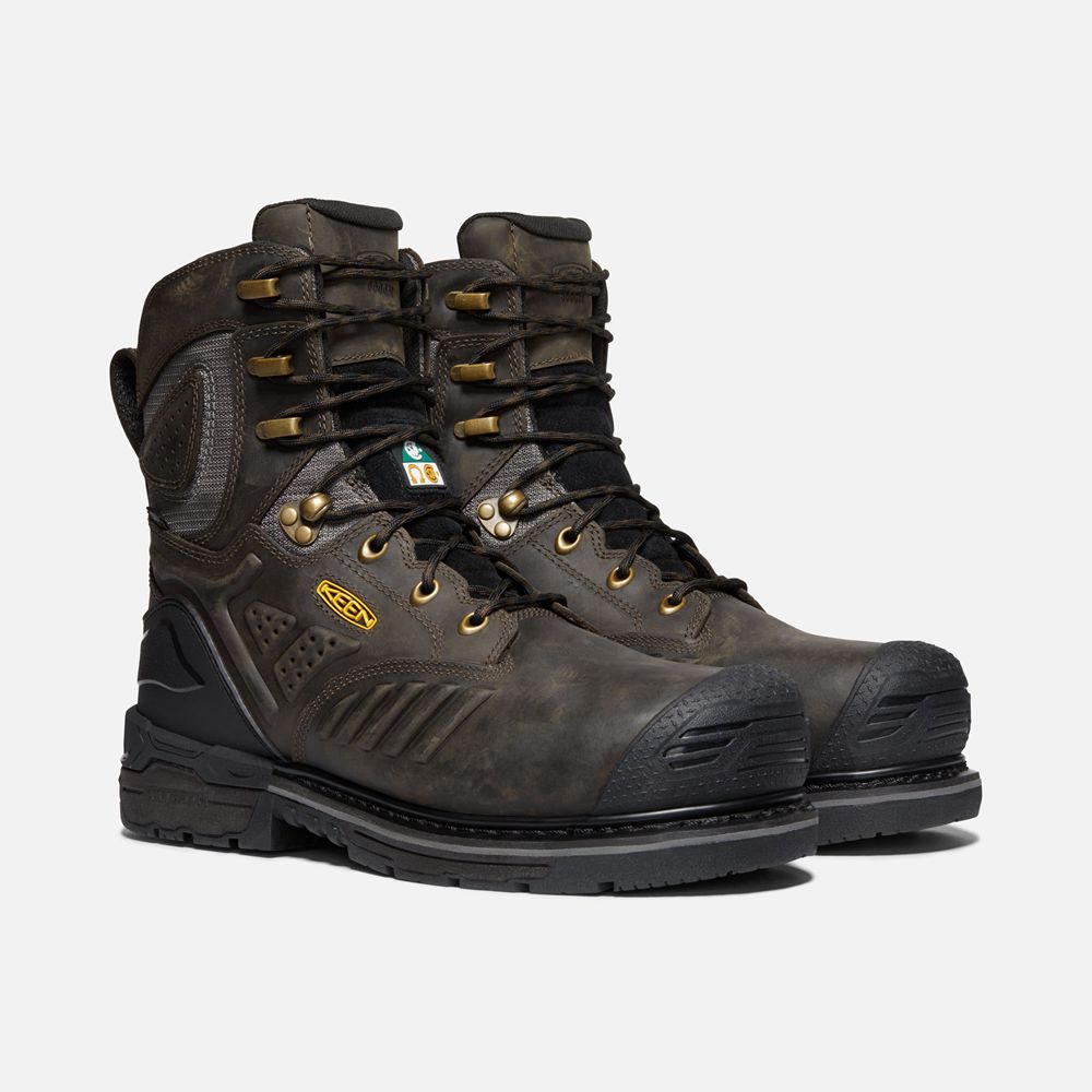 Keen Trekking Bot Erkek Siyah Kahverengi - Csa Philadelphia+ 8\" Insulated Waterproof (Carbon-Fiber T